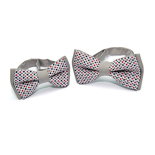 Набір 2 в 1 сірий з квадратиками класичний метелик для батька та сина Gofin BNG-13034