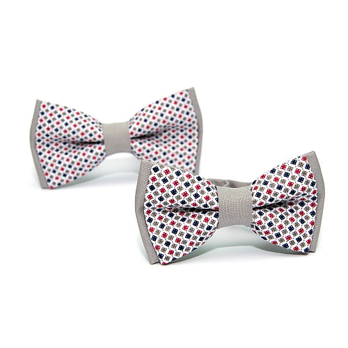 Набір 2 в 1 сірий з квадратиками класичний метелик для батька та сина Gofin BNG-13034