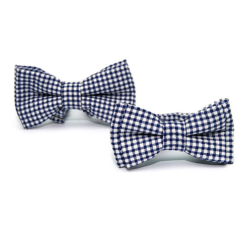 Набір 2 в 1 біло-синій з квадратиками класичний метелик для батька та сина Gofin BNG-13035