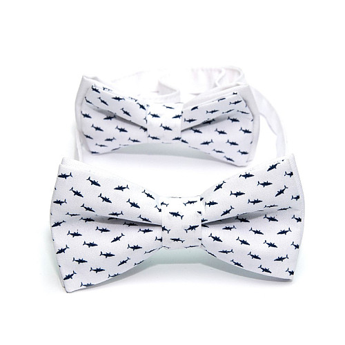 Набір 2 в 1 білий з рибками класичний метелик для батька та сина Gofin BNG-13036