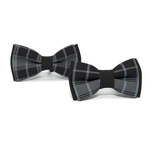 Набор 2 в 1 черно-серая бабочка Gofin в клетку для отца и сына BNG-13039