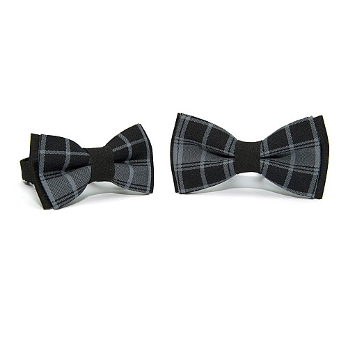 Набор 2 в 1 черно-серая бабочка Gofin в клетку для отца и сына BNG-13039