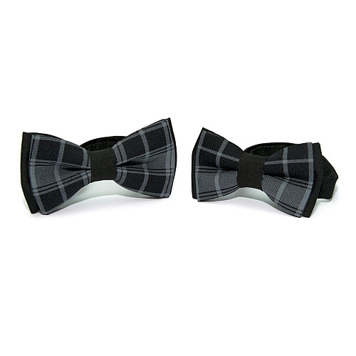 Набор 2 в 1 черно-серая бабочка Gofin в клетку для отца и сына BNG-13039