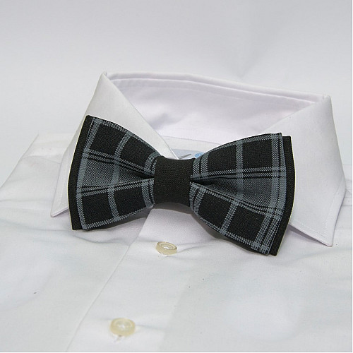 Набор 2 в 1 черно-серая бабочка Gofin в клетку для отца и сына BNG-13039