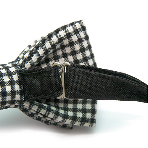 Детская галстук бабочка Gofin черно белая в клетку DGB-2625