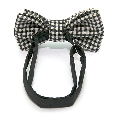 Детская галстук бабочка Gofin черно белая в клетку DGB-2625