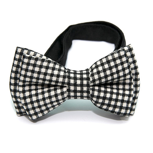 Детская галстук бабочка Gofin черно белая в клетку DGB-2625