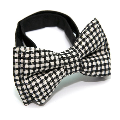 Детская галстук бабочка Gofin черно белая в клетку DGB-2625