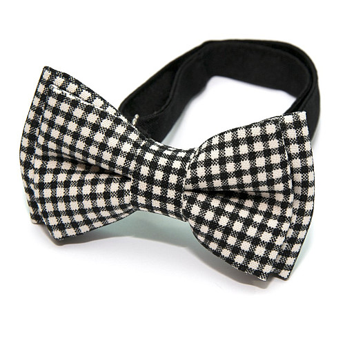 Детская галстук бабочка Gofin черно белая в клетку DGB-2625