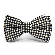 Детская галстук бабочка Gofin черно белая в клетку DGB-2625