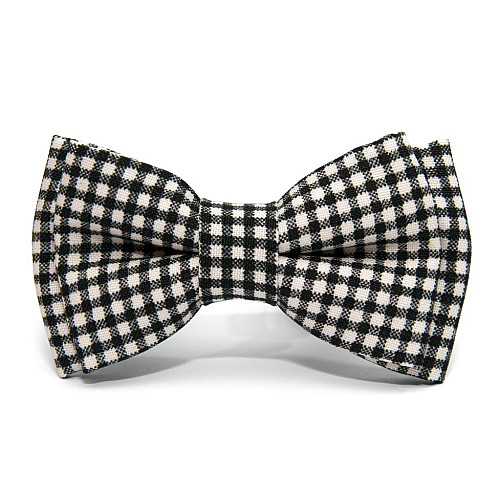 Детская галстук бабочка Gofin черно белая в клетку DGB-2625