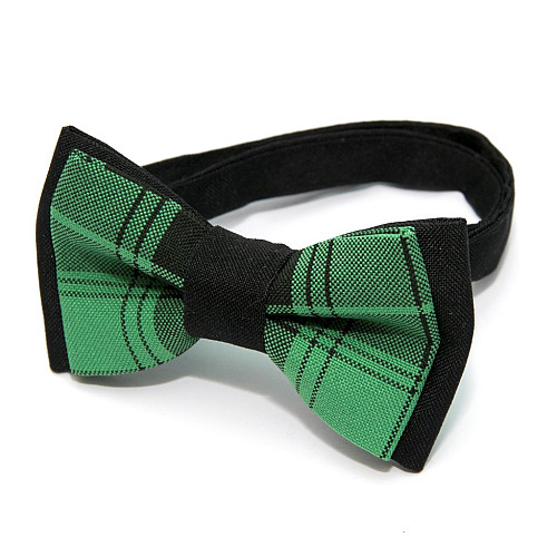 Детская галстук бабочка Gofin черно зеленая в клетку DGB-2627