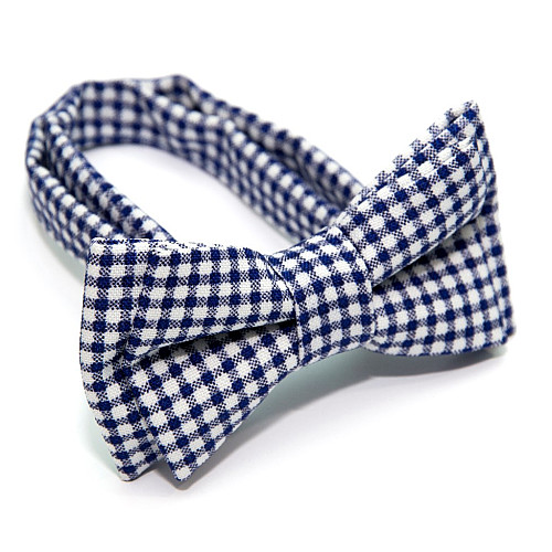 Детская галстук бабочка Gofin бело синяя в клетку DGB-2628