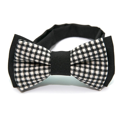 Детская черно белая галстук бабочка Gofin в клетку DGB-2629