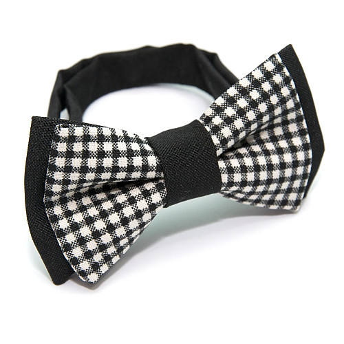 Детская черно белая галстук бабочка Gofin в клетку DGB-2629
