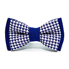 Детская бело синяя галстук бабочка Gofin в клетку DGB-2630