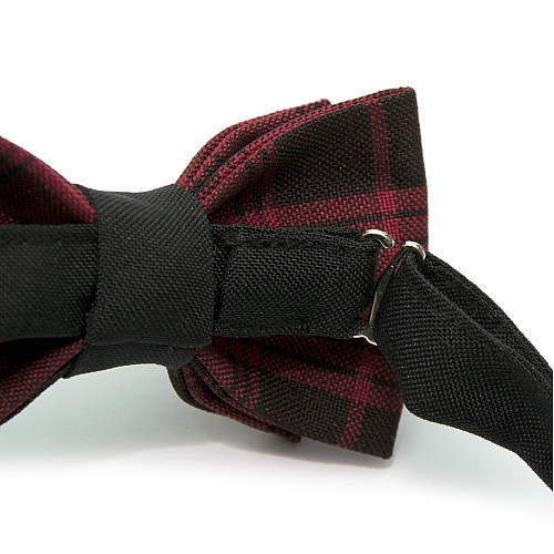 Дитячий краватка метелик Gofin бордовий в чорну клітинку DGB-2632
