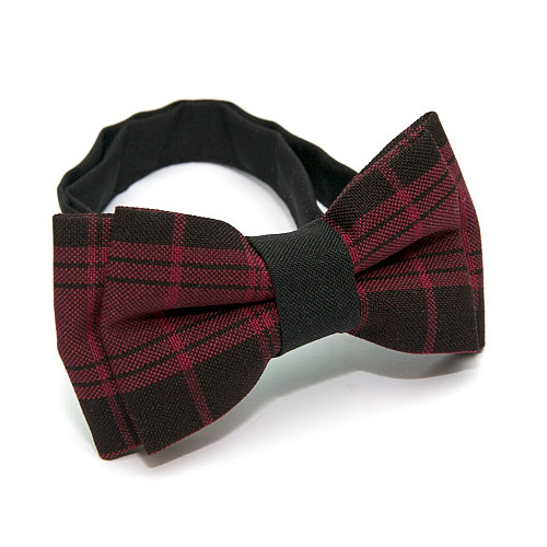 Дитячий краватка метелик Gofin бордовий в чорну клітинку DGB-2632
