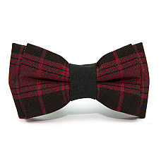 Детская галстук бабочка Gofin бордовая в черную клетку DGB-2632
