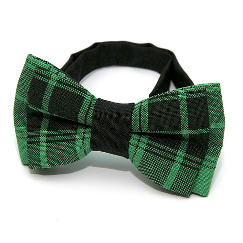 Детская галстук бабочка Gofin зеленая в черную клетку DGB-2633