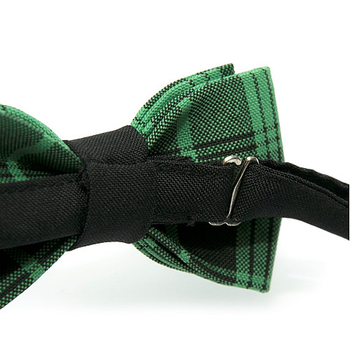 Детская галстук бабочка Gofin зеленая в черную клетку DGB-2633