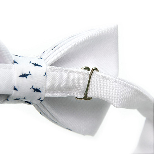 Детская Галстук-бабочка Gofin белая c рыбками DGB-2634