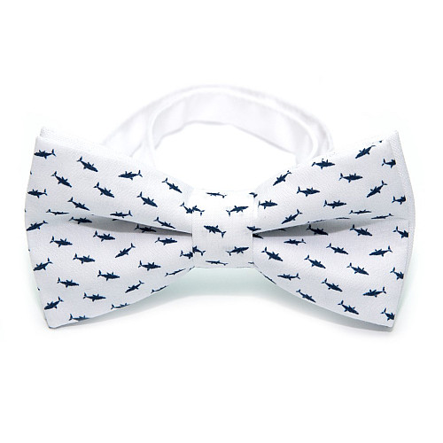 Детская Галстук-бабочка Gofin белая c рыбками DGB-2634