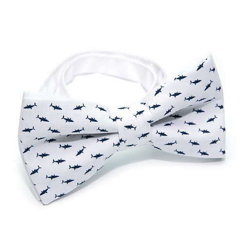 Детская Галстук-бабочка Gofin белая c рыбками DGB-2634