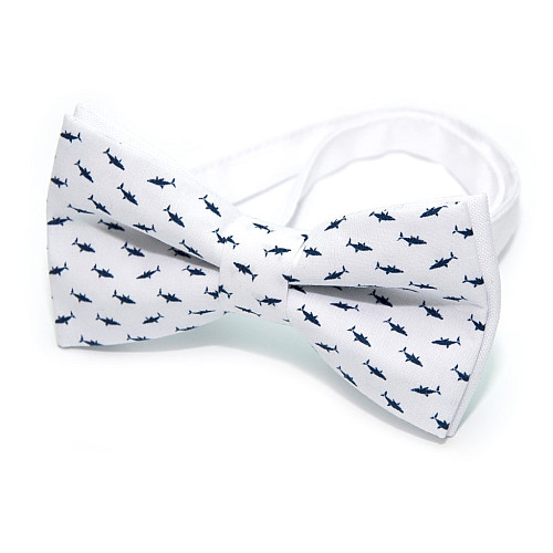 Детская Галстук-бабочка Gofin белая c рыбками DGB-2634
