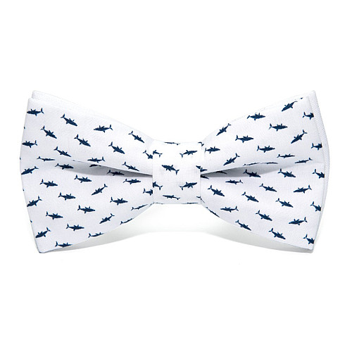 Детская Галстук-бабочка Gofin белая c рыбками DGB-2634