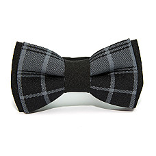 Детская черно-серая галстук-бабочка Gofin в клетку DGB-2649
