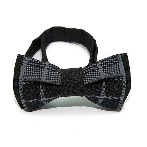 Дитячий чорно-сірий краватка-метелик Gofin в клітку DGB-2649