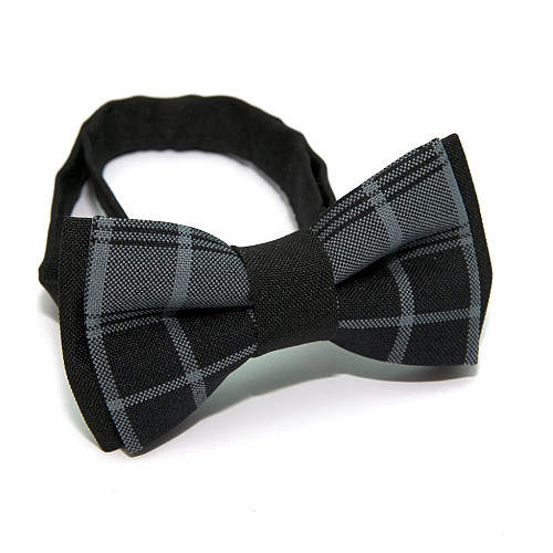 Дитячий чорно-сірий краватка-метелик Gofin в клітку DGB-2649