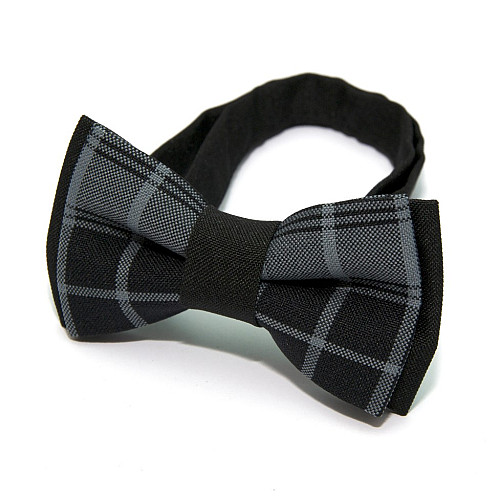 Дитячий чорно-сірий краватка-метелик Gofin в клітку DGB-2649