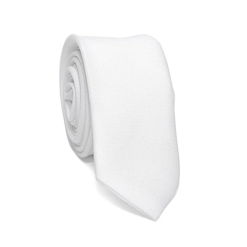 Белый узкий матовый галстук Gofin GDG-0009