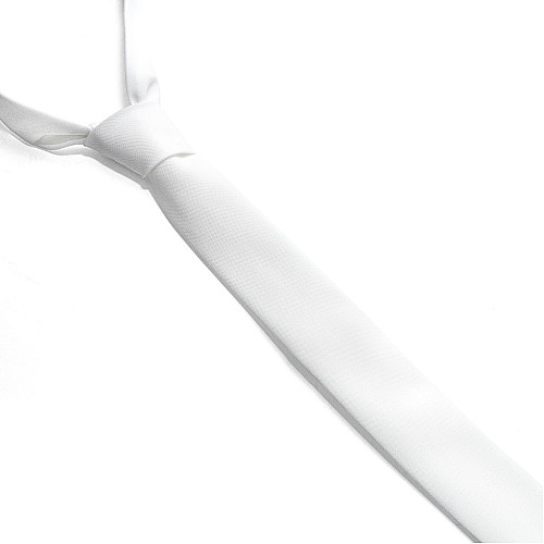 Белый узкий матовый галстук Gofin GDG-0009