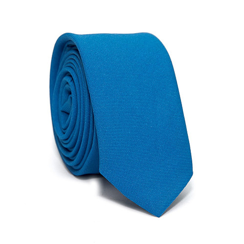 Голубой узкий матовый галстук Gofin GDG-0010
