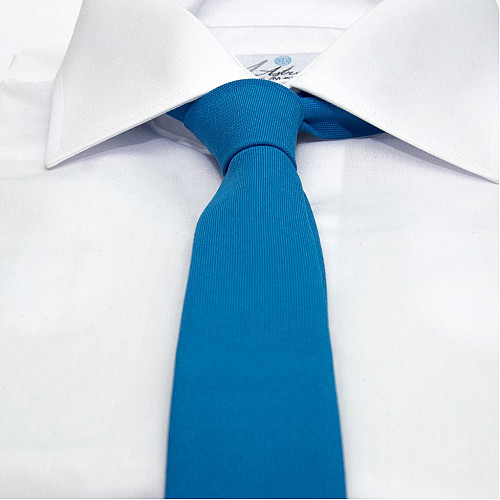 Голубой узкий матовый галстук Gofin GDG-0010