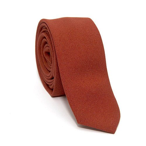 Терракотовый узкий матовый галстук Gofin GDG-0014