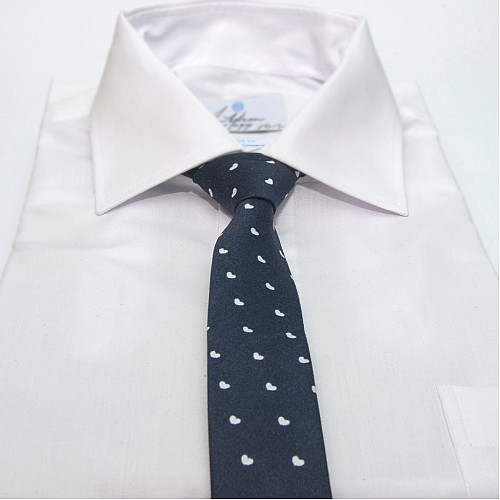 Синий узкий галстук Gofin с сердечками GDG-0023