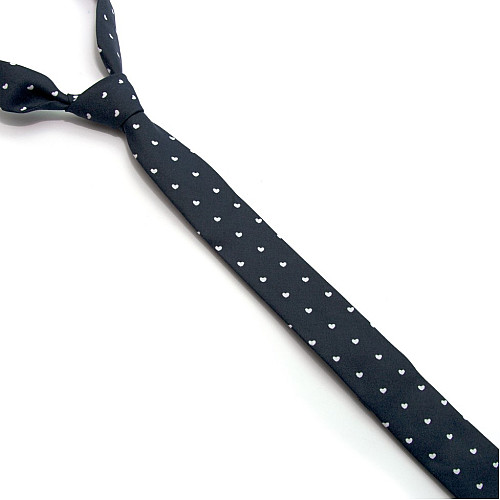 Синий узкий галстук Gofin с сердечками GDG-0023