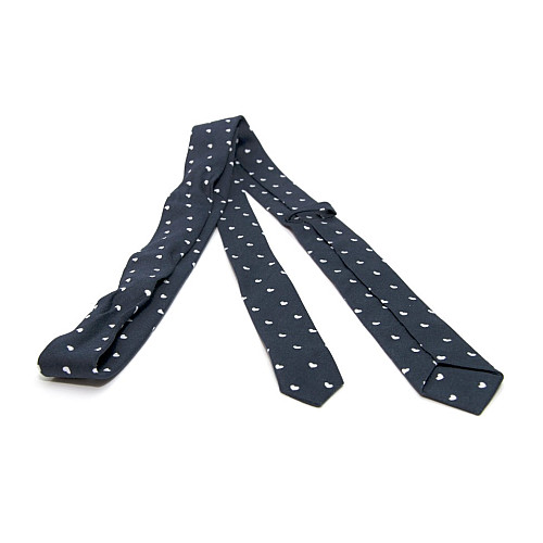 Синий узкий галстук Gofin с сердечками GDG-0023