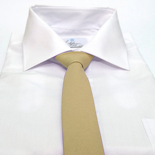 Узкий галстук Gofin бежевый матовый GDG-0027