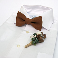 Коричневый набор Gofin 2 в 1 бабочка и бутоньерка GFO-16001