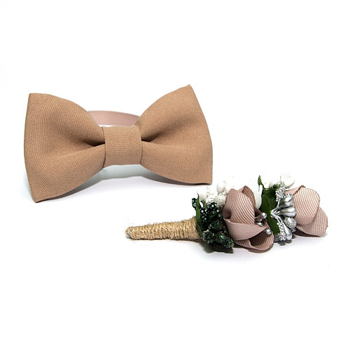 Бежевий набір Gofin 2 в 1 метелик та бутоньєрка GFO-16002