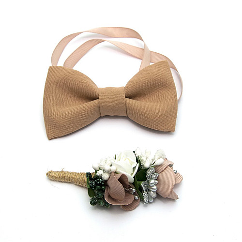 Бежевий набір Gofin 2 в 1 метелик та бутоньєрка GFO-16002