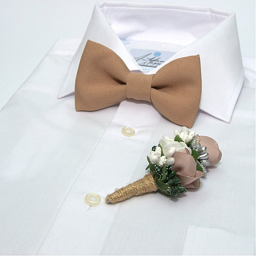 Бежевий набір Gofin 2 в 1 метелик та бутоньєрка GFO-16002