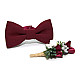 Бордовый набор Gofin 2 в 1 бабочка и бутоньерка GFO-16003