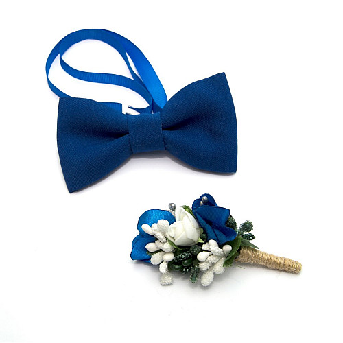 Синий набор Gofin 2 в 1 бабочка и бутоньерка GFO-16007