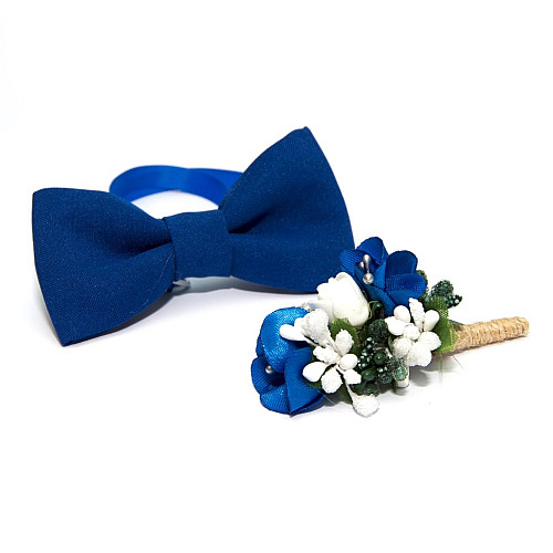 Синий набор Gofin 2 в 1 бабочка и бутоньерка GFO-16007